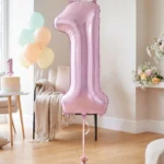 Folinis balionas skaičius 1 rožinės spalvos