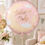 Rožinis balionas welcome baby