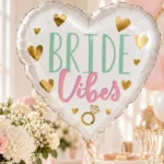 Širdelės formos balionas su užrašu Bride Vibes